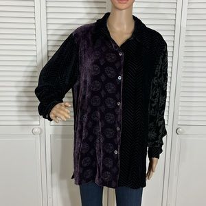 NWT KOOS OF COURSE! Silk Velvet Burnout Semi Sheer Tunic Shirt Medium